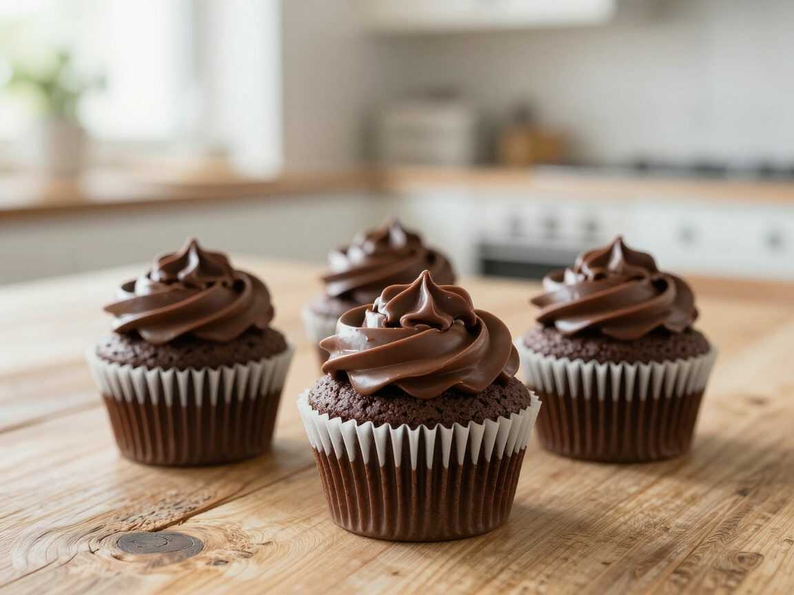 Gefüllte Schoko-Vanille-Cupcakes mit cremigem Kern und Schokoguss