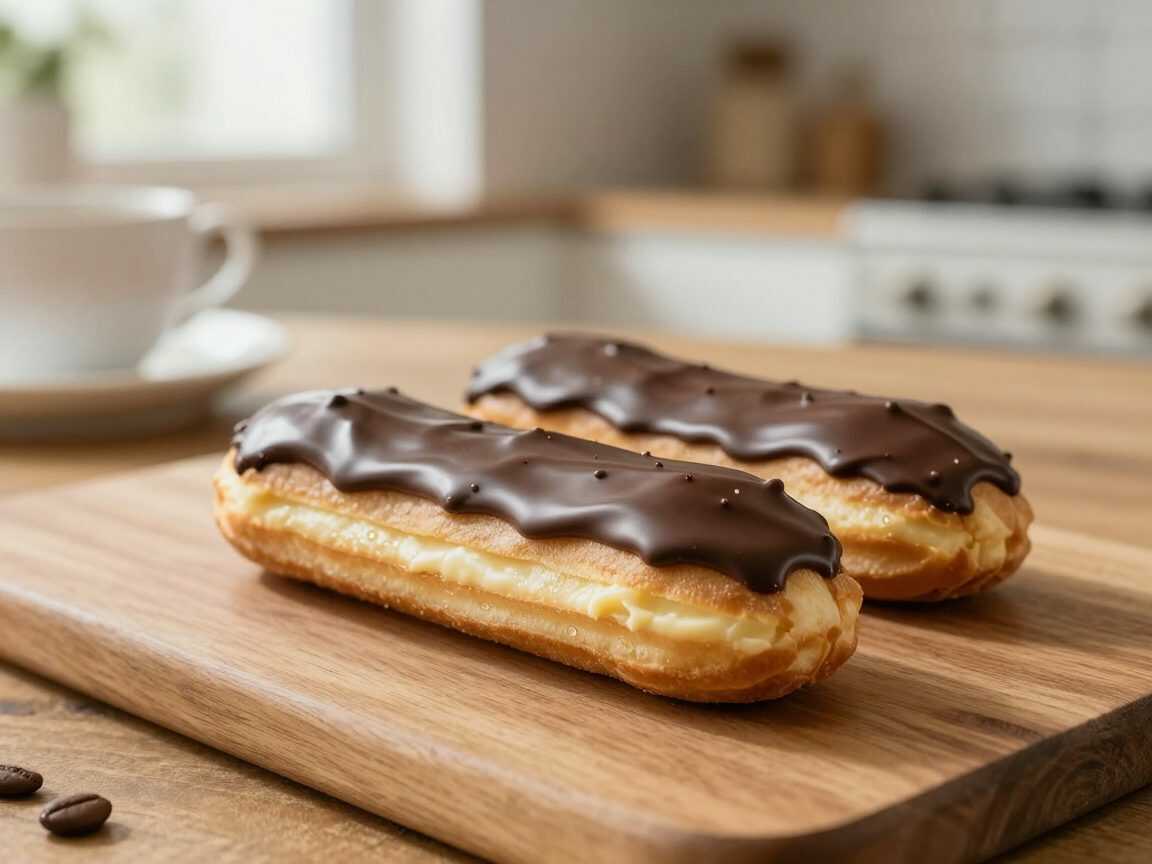 Kaffee-Eclairs wie vom Konditor – luftig, cremig und mit glänzender Schokoladenglasur
