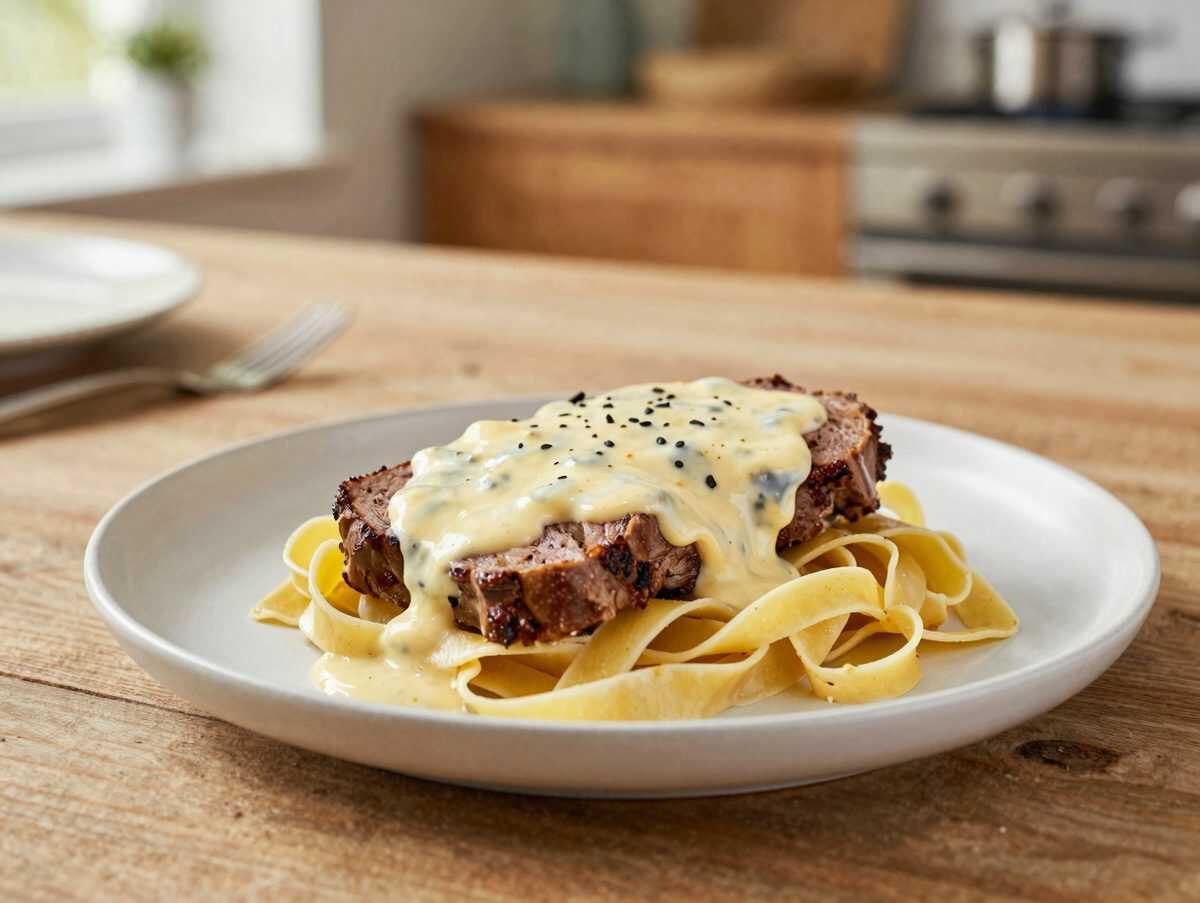 Kalbsrouladen in cremiger Comté-Sauce mit Tagliatelle – zart, würzig und herrlich französisch