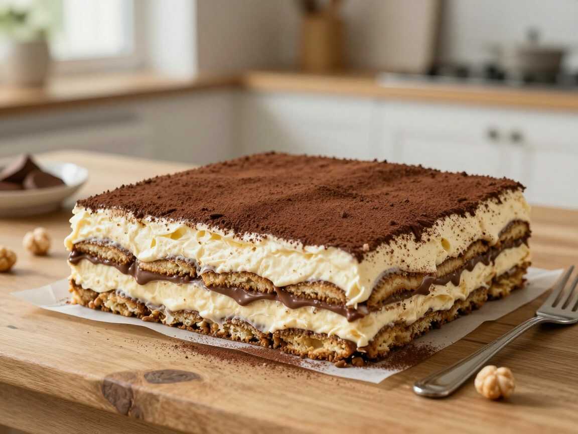 Kinder-Bueno-Tiramisu ohne Backen – himmlisch cremig mit Schokolade und Haselnuss