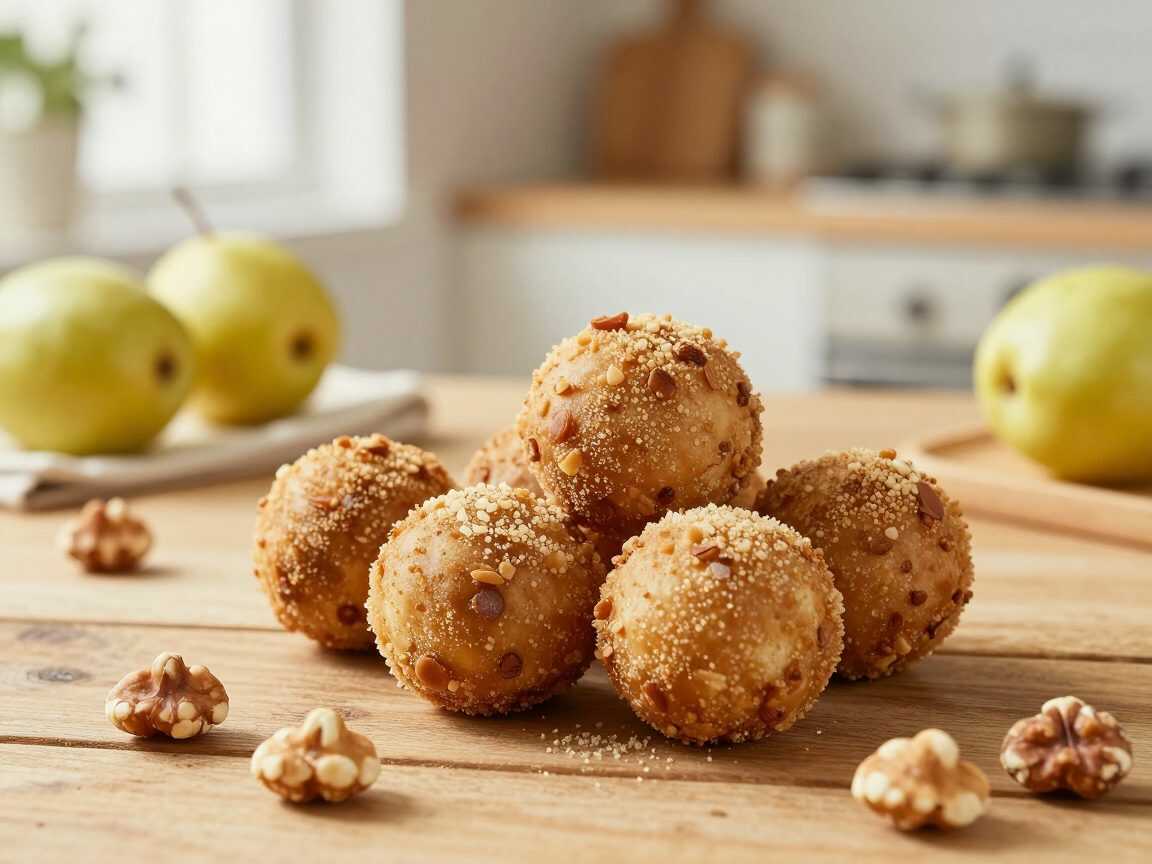 Knusprige Schinken-Käse-Bällchen mit Birne und Walnüssen – herzhaft, cremig und unwiderstehlich