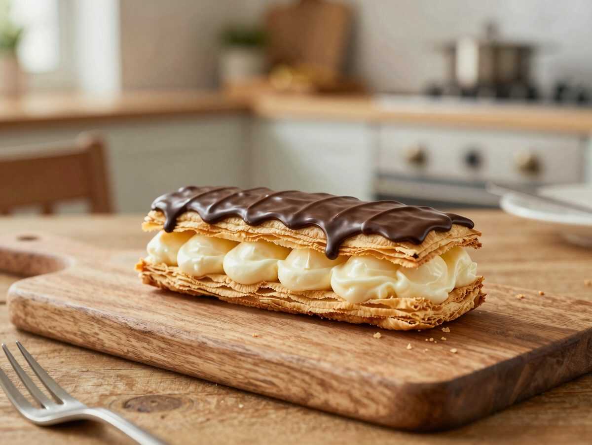 Knusprige Vanille-Mille-feuille wie vom Konditor – mit cremiger Füllung und Schokoglasur