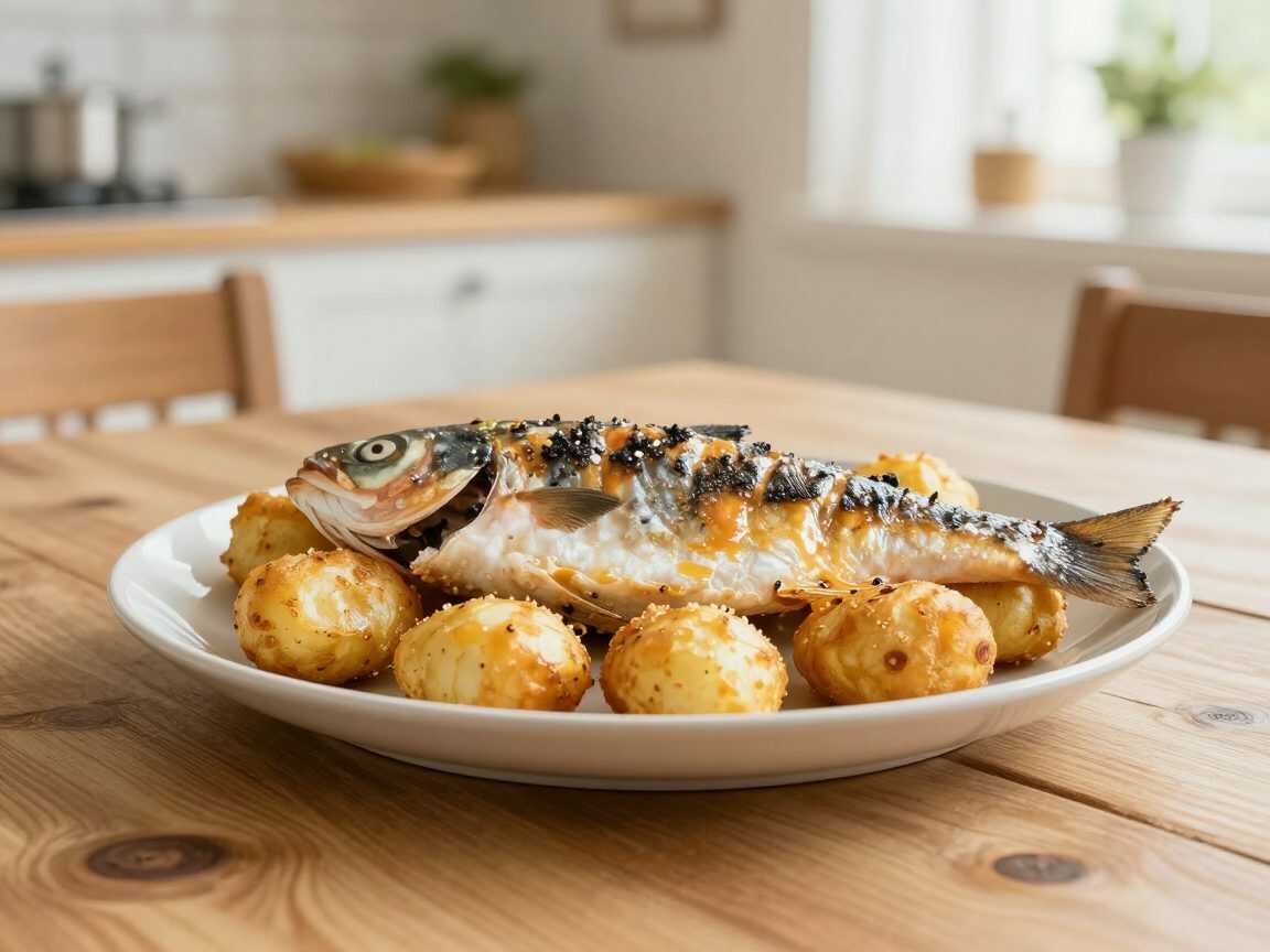 Knuspriger Ofenfisch mit goldenen Kartoffelpommes – außen kross, innen wunderbar saftig