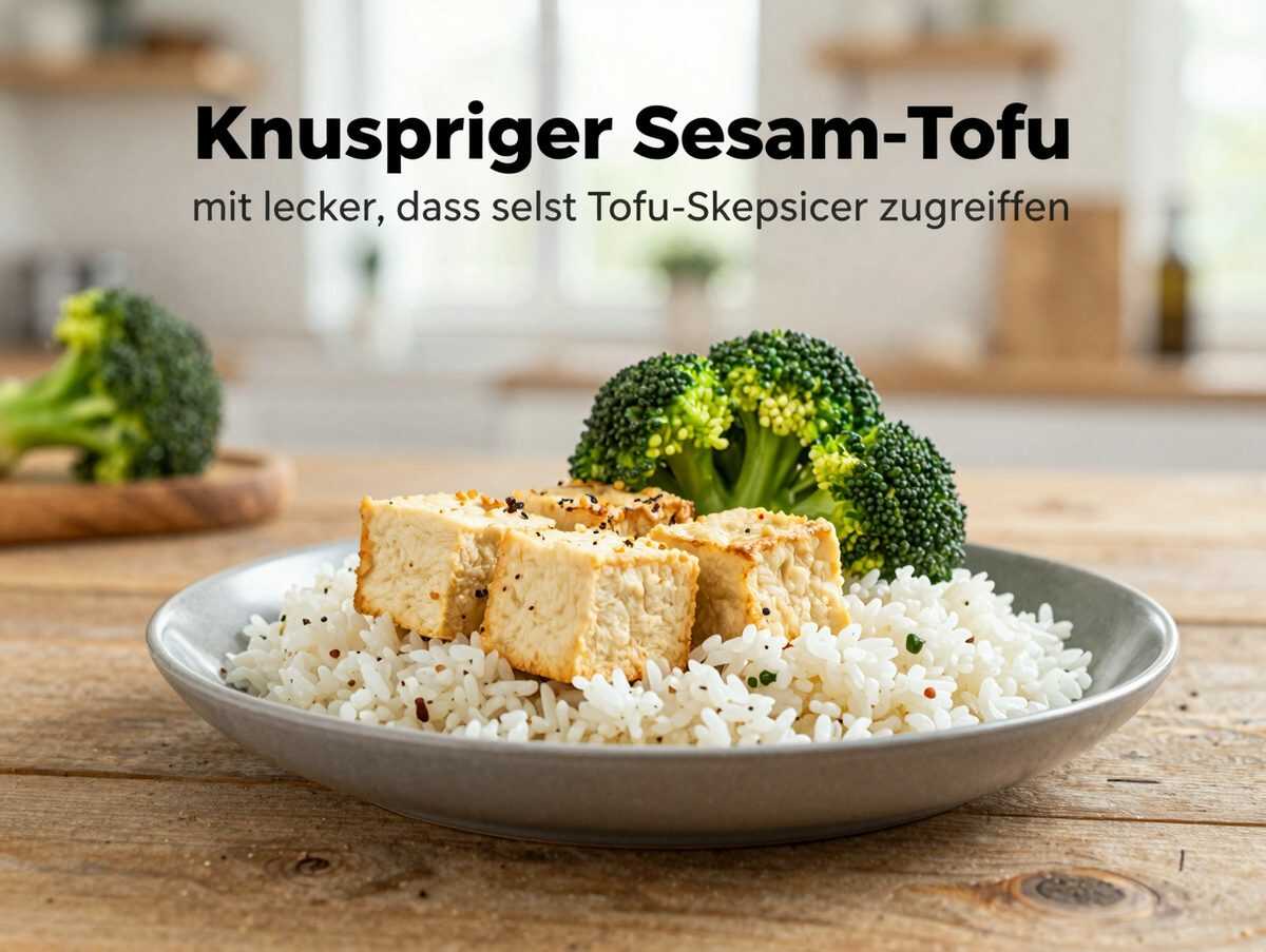 Knuspriger Sesam-Tofu mit Brokkoli und Reis – so lecker, dass selbst Tofu-Skeptiker zugreifen