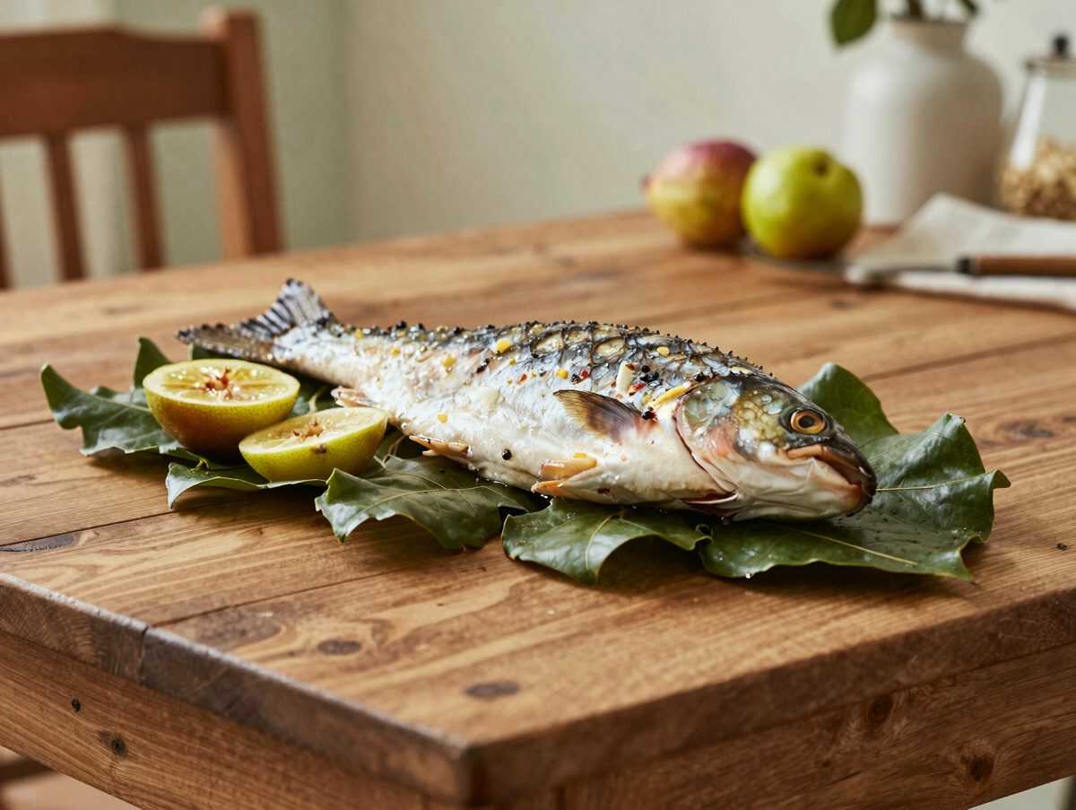 Ofenfisch mit Feigen auf Weinblättern – dieses aromatische Rezept sieht beeindruckend aus und ist überraschend einfach