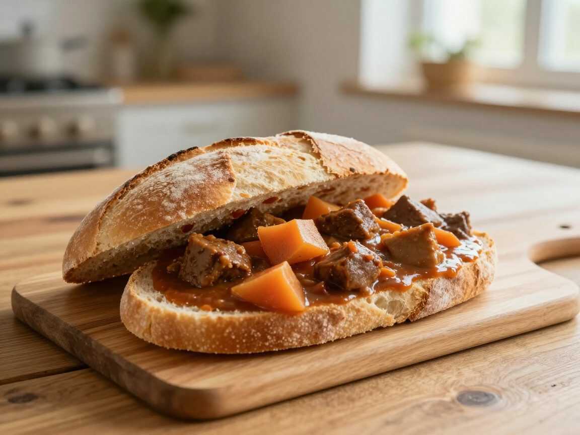 Rindergulasch im knusprigen Brotlaib – das herzhafte Ofengericht, das alle am Tisch begeistert