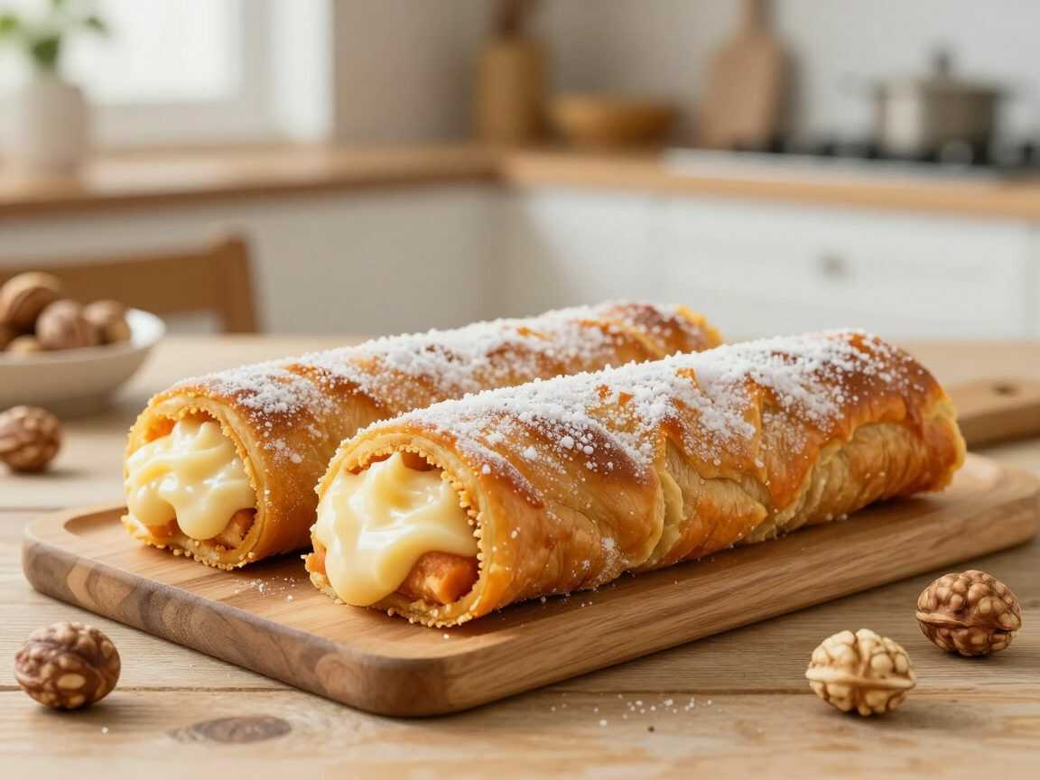 Saftige Karottenkuchen-Rolle mit Frischkäsecreme und Walnüssen