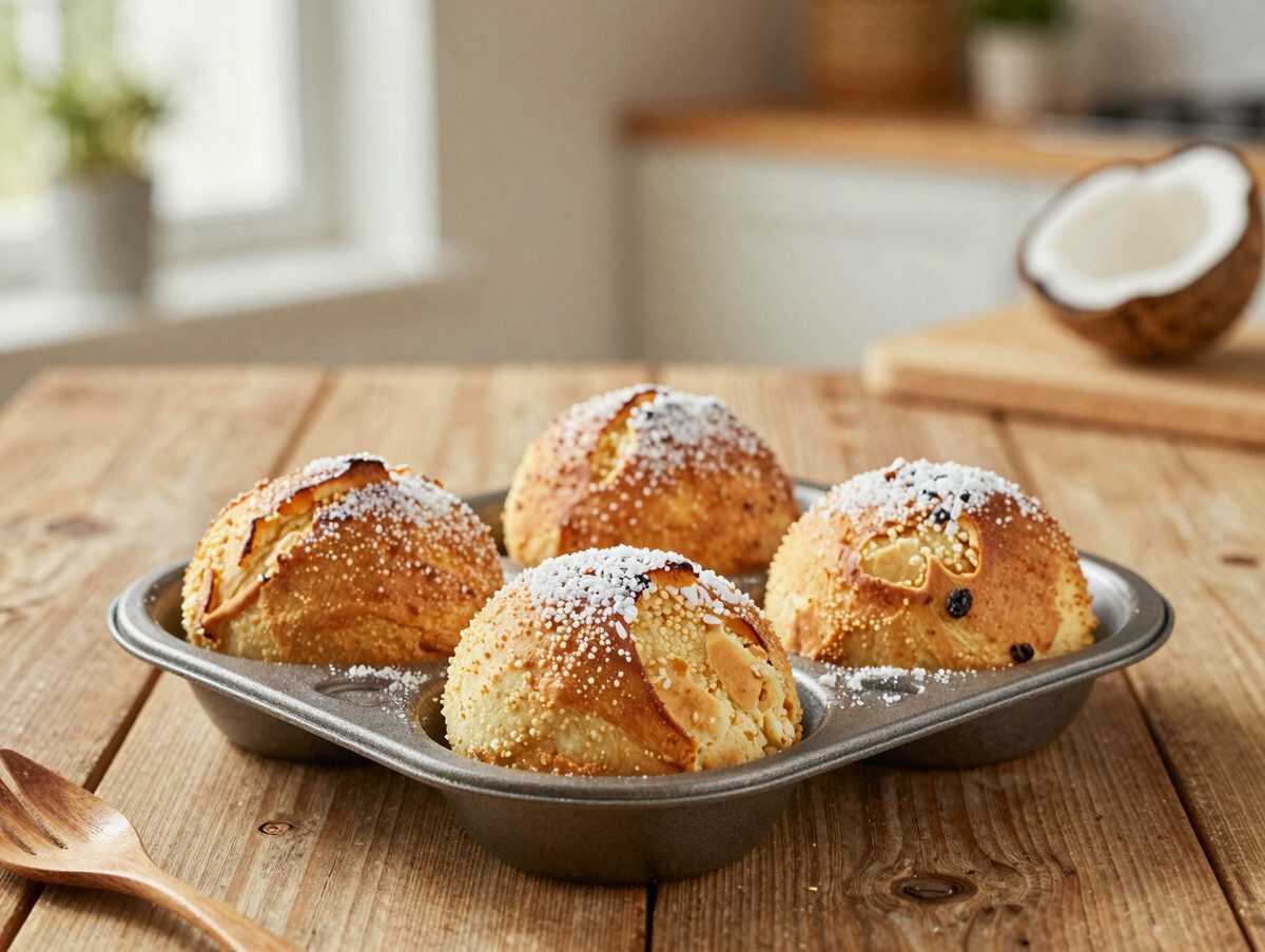 Saftige Kokos-Küchlein mit cremigem Kern – in nur 18 Minuten goldbraun gebacken