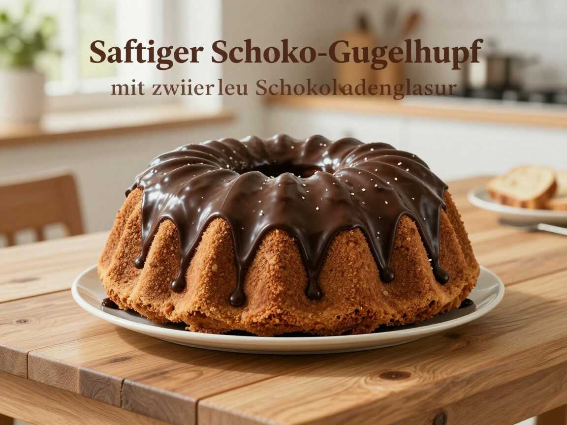Saftiger Schoko-Gugelhupf mit zweierlei Schokoladenglasur – unglaublich schokoladig und einfach