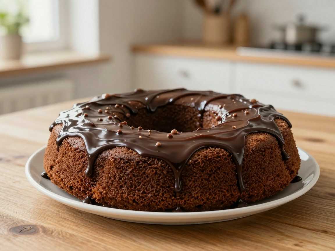 Saftiger Schoko-Vanille-Spiralkuchen mit Schokoglasur – beim Anschneiden kommt das Muster zum Vorschein