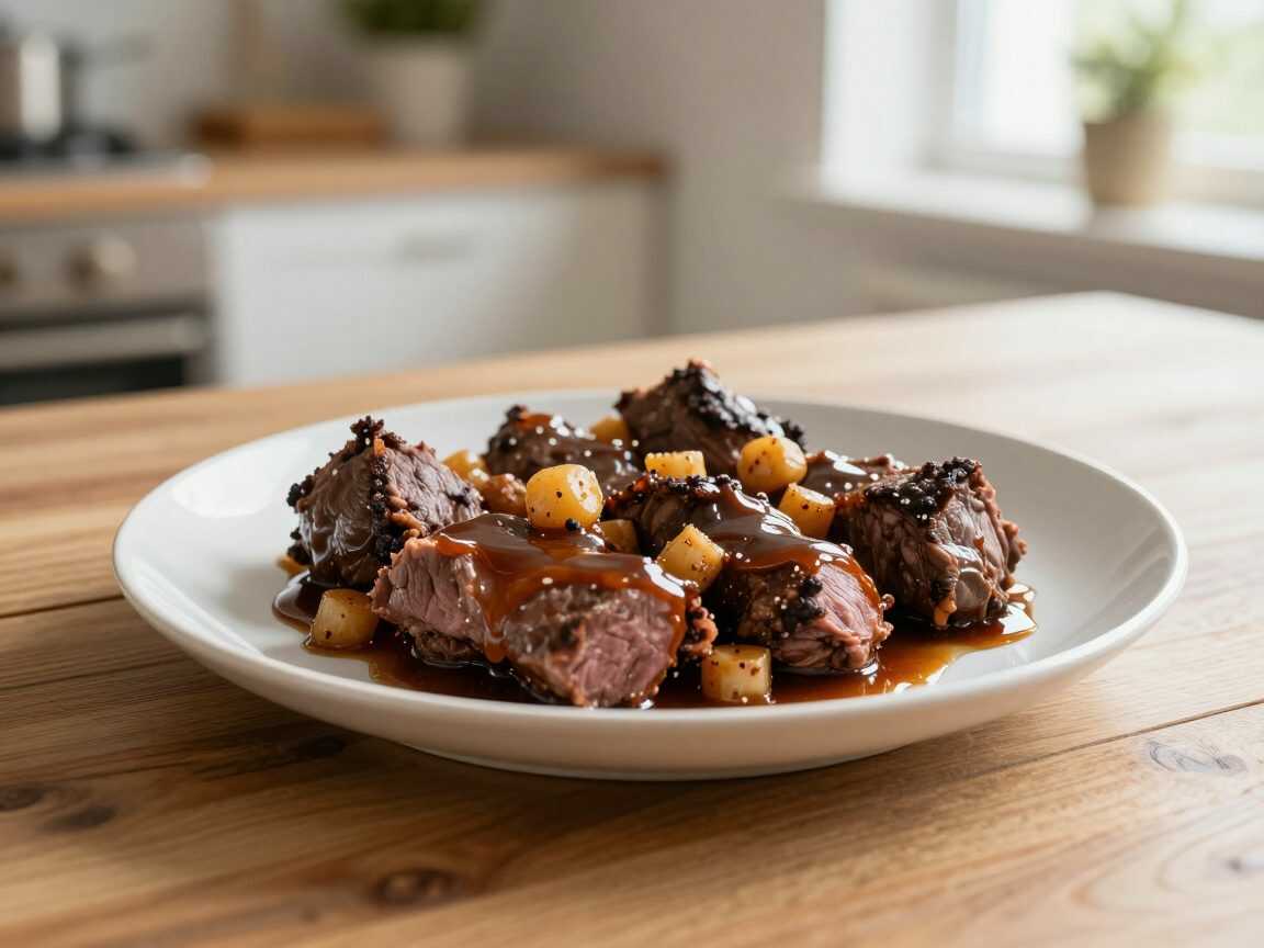Saftiges Rindfleisch mit karamellisierten Zwiebeln – schnell aus der Pfanne und herrlich würzig
