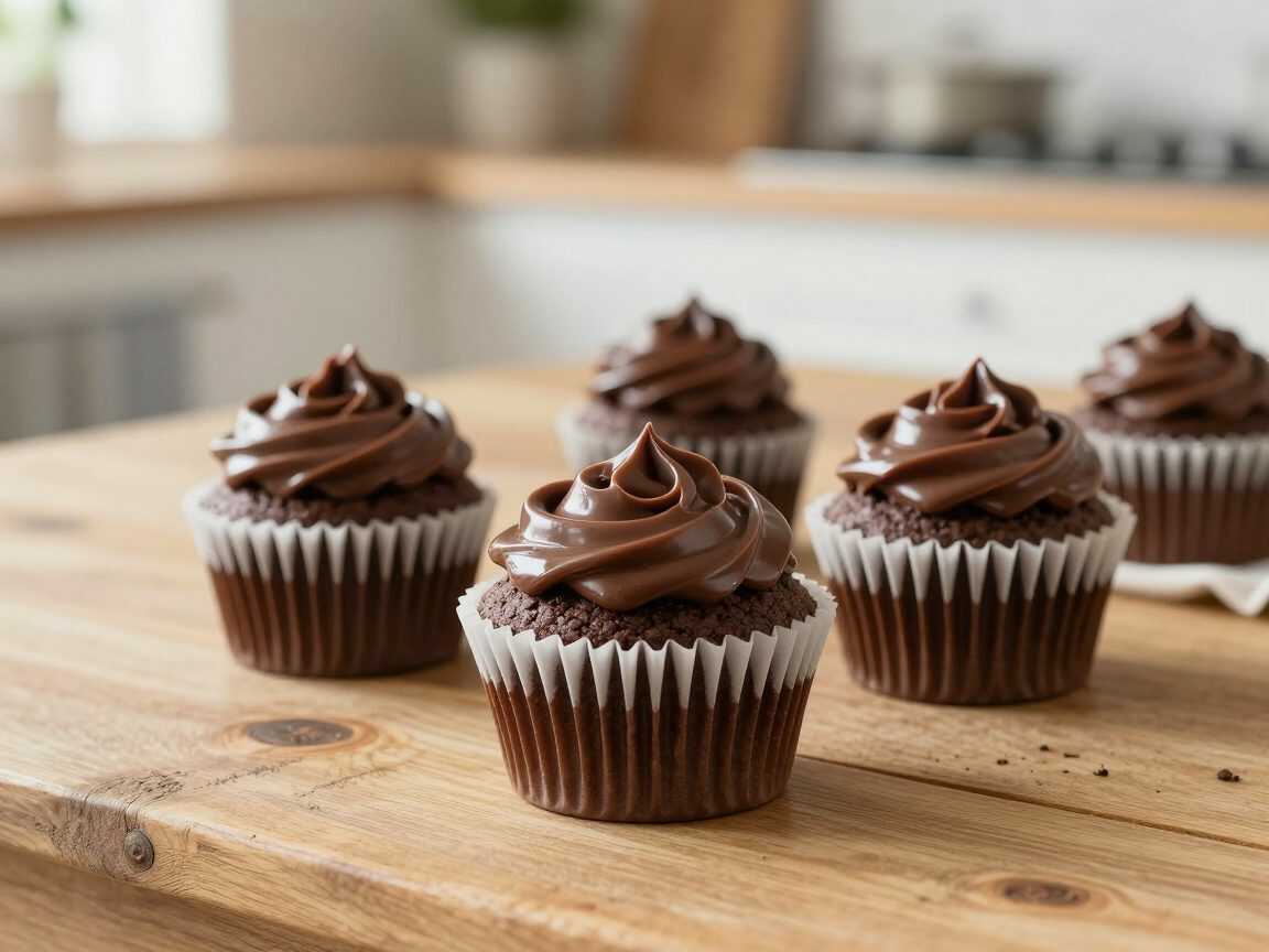 Schoko-Cupcakes mit cremiger Vanillefüllung und Schoko-Ganache