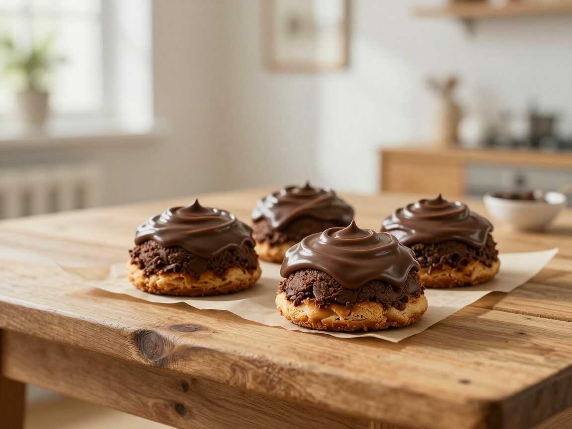 Schoko-Haselnuss-Törtchen mit Knusperboden und glänzender Ganache
