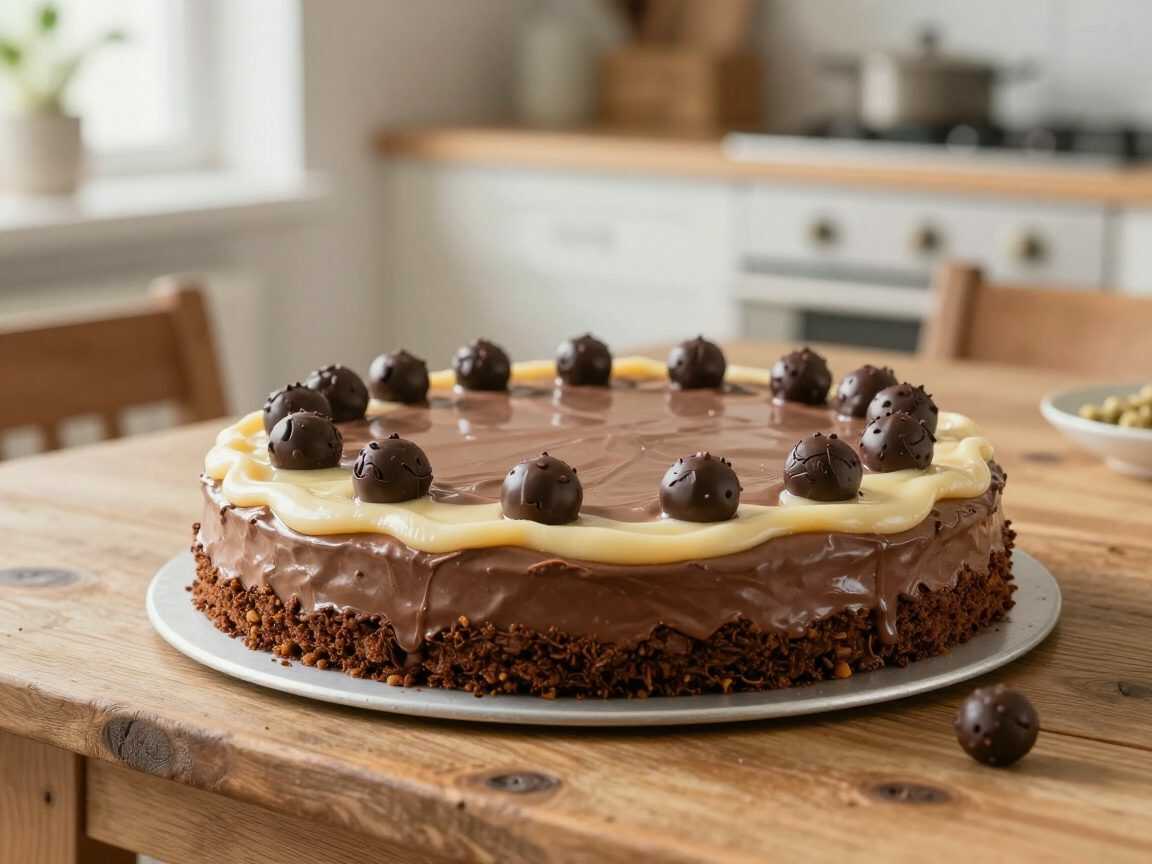 Schoko-Vanille-Torte mit Trüffeln – saftig, cremig und festlich dekoriert