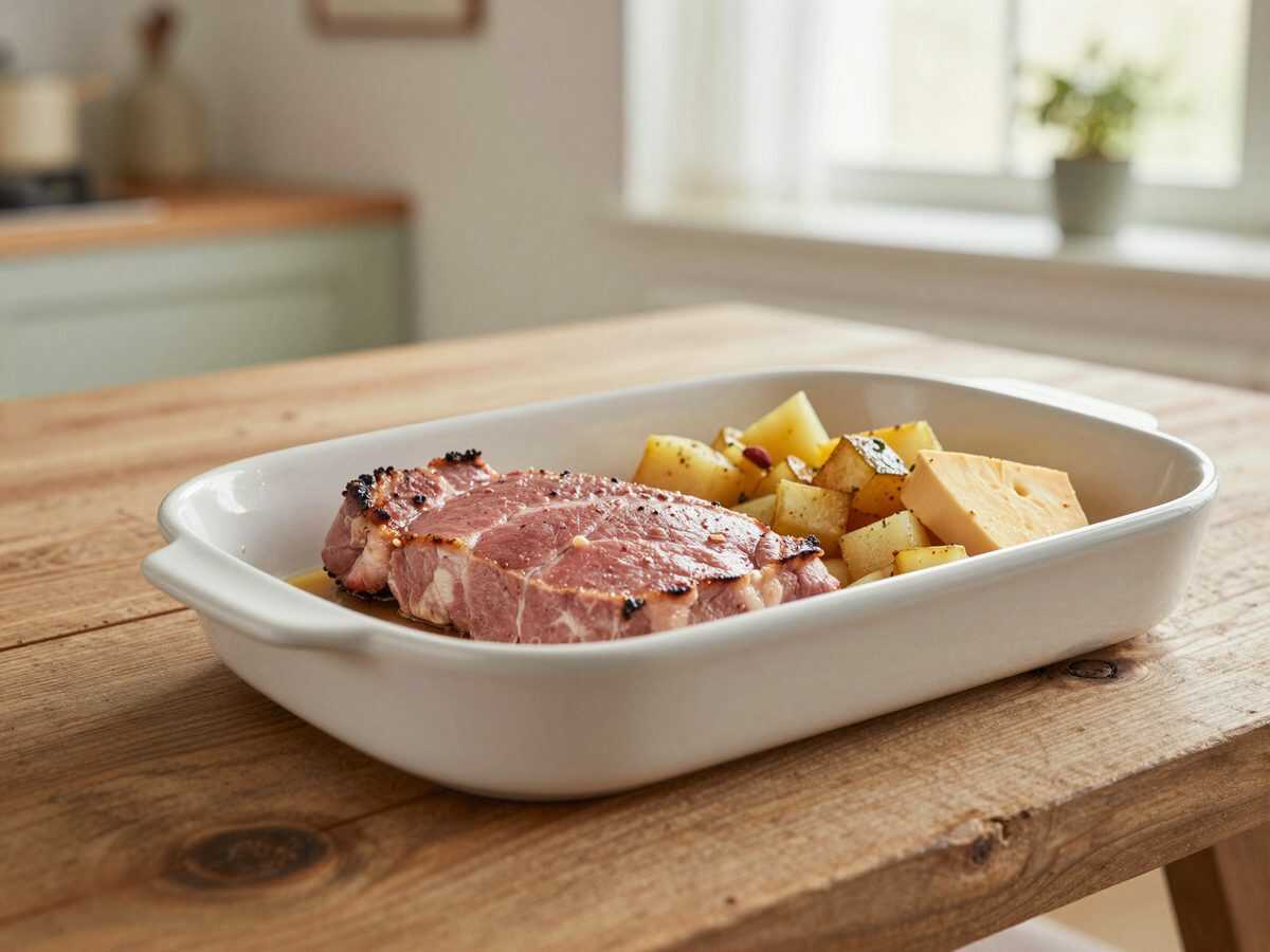 Schweinefilet mit geschmorten Zwiebeln und Reblochon – unglaublich cremig und perfekt aus dem Ofen