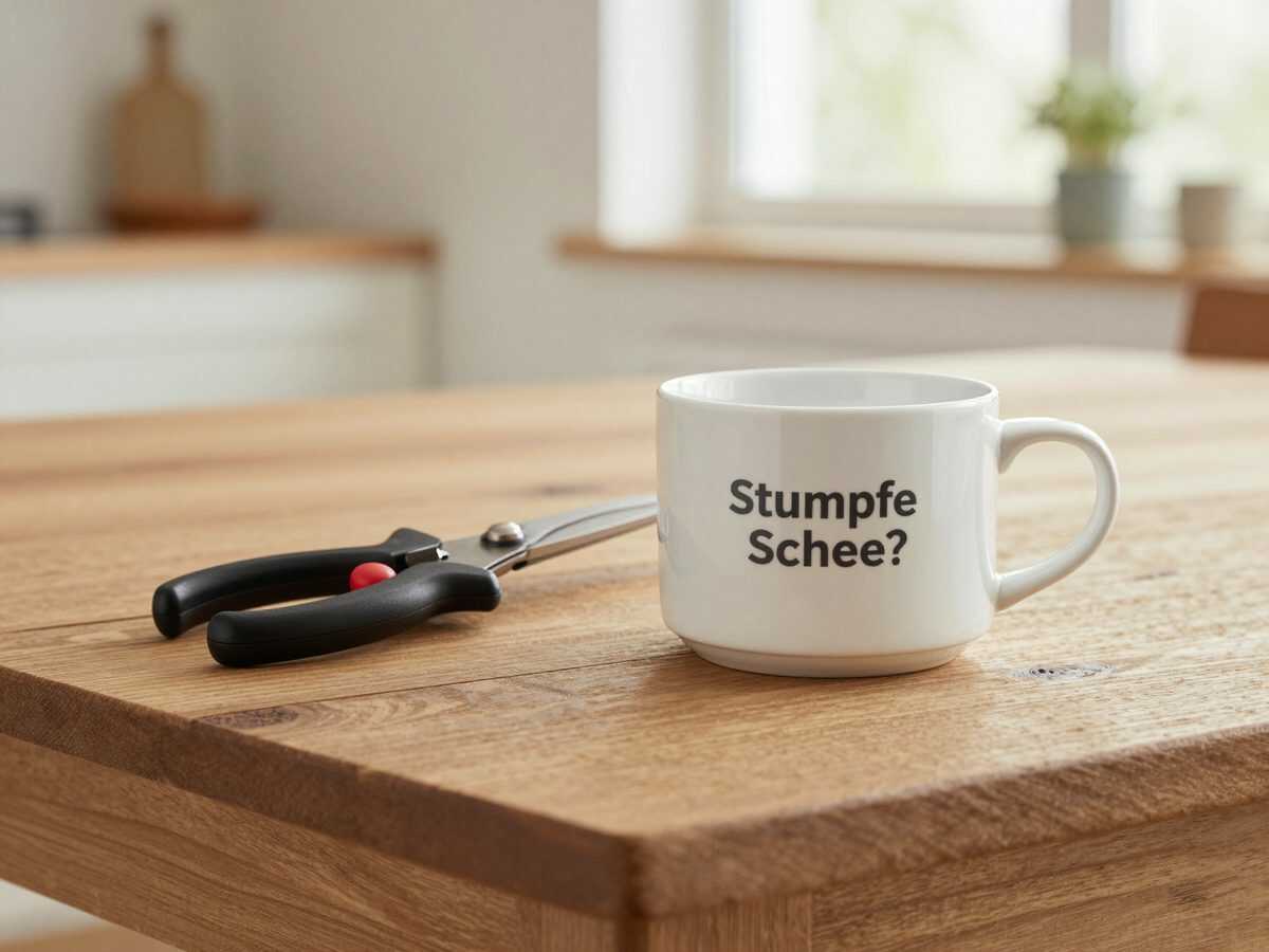 Stumpfe Schere? Mit der Unterseite einer Tasse schneidet sie wieder sauberer