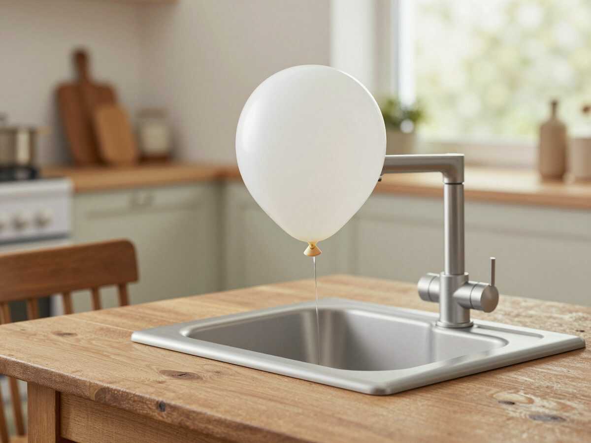 Wasser erreicht nicht jede Ecke der Spüle? Dieser einfache Ballon-Trick macht den Wasserstrahl flexibel