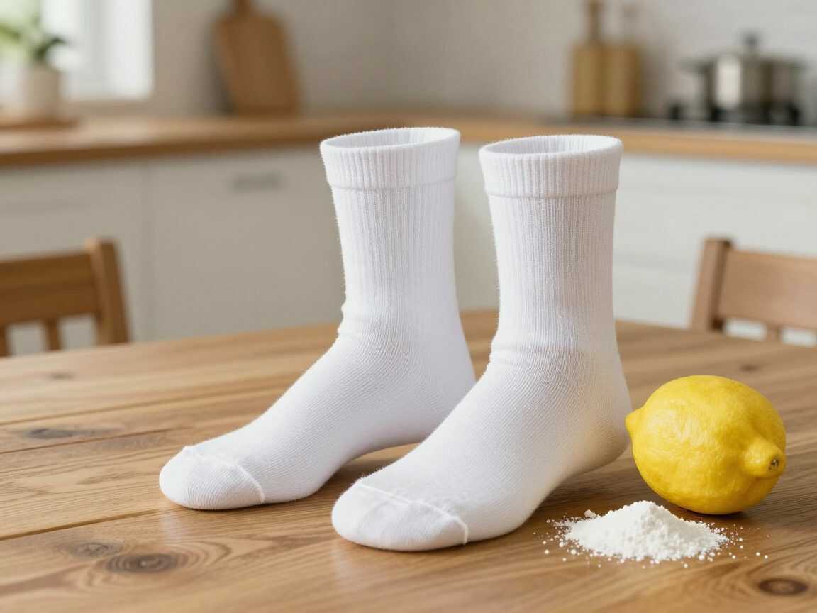 Weiße Socken wieder sauber: So löst du hartnäckigen Schmutz mit Natron und Zitrone
