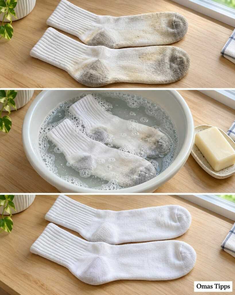 Weiße Socken mit grauen Sohlen? Diese einfache Reinigung hilft gegen hartnäckigen Schmutz
