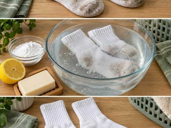 Weiße Socken wieder sauber: So verschwinden dunkle Sohlen und Grauschleier