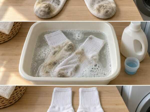 Weiße Socken wieder sauber bekommen: So löst du dunkle Sohlen und Grauschleier