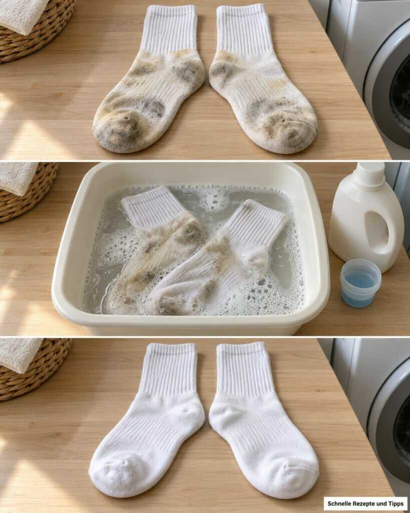 Weiße Socken wieder sauber bekommen: So löst du dunkle Sohlen und Grauschleier