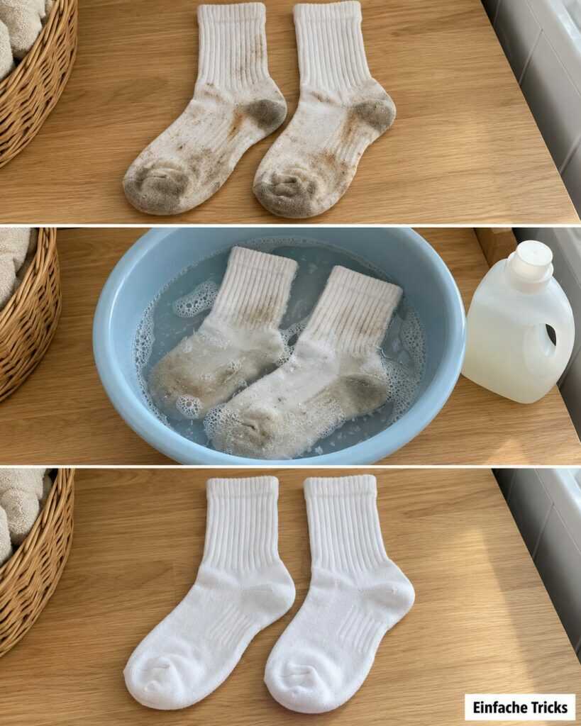 Weiße Socken wieder weiß bekommen: So lösen Sie Schmutz und Grauschleier richtig