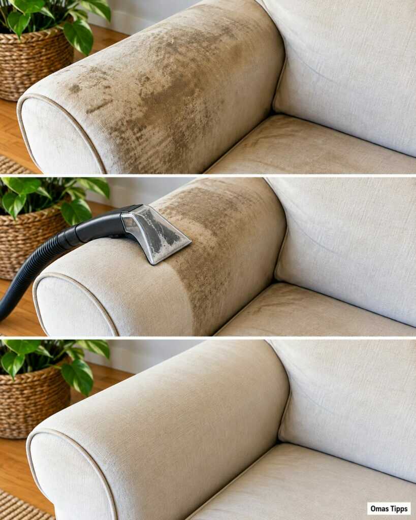 Graue Armlehnen, fleckige Sitzfläche? So wird dein Stoffsofa wieder sauber
