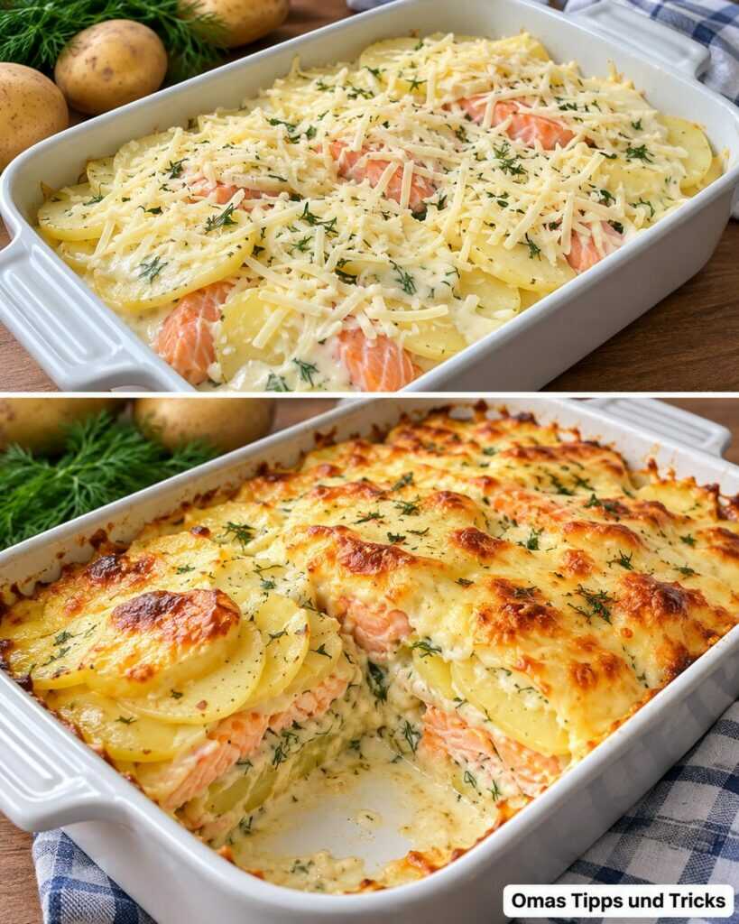 Cremiger Kartoffel-Lachs-Auflauf mit Béchamelsauce – herrlich saftig und goldbraun überbacken