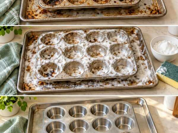 Backblech und Muffinform reinigen: So lösen Sie eingebrannte Reste mit einfachen Hausmitteln