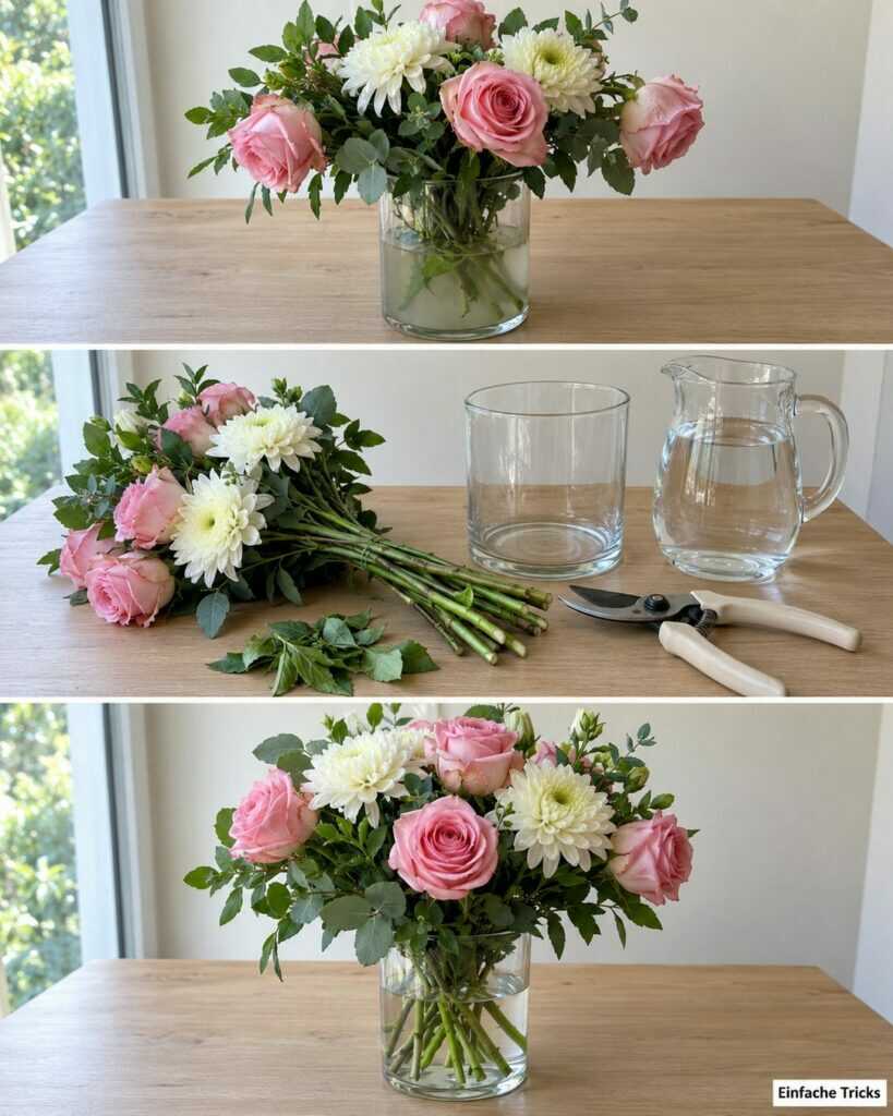 Blumenstrauß lässt die Köpfe hängen? Diese einfachen Handgriffe halten Rosen und Co. länger frisch