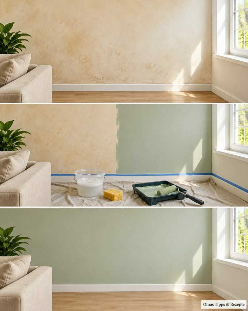 Vergilbte Wände? So entfernst du Schmutz und schaffst einen frischen Look in Salbeigrün