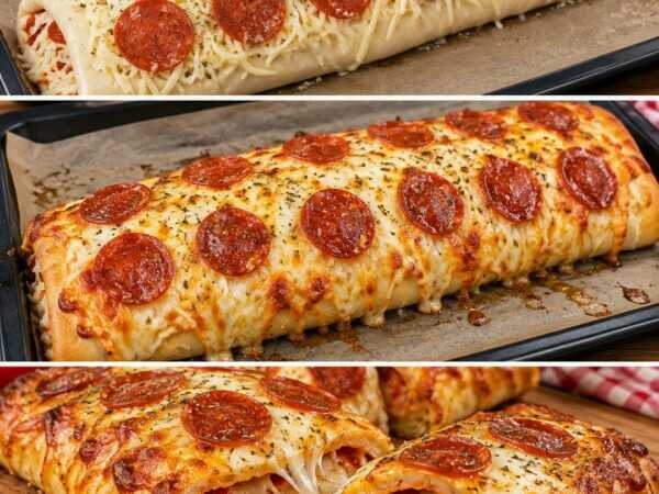 Gefüllte Pepperoni-Pizzarolle mit extra Käse – außen knusprig, innen herrlich saftig