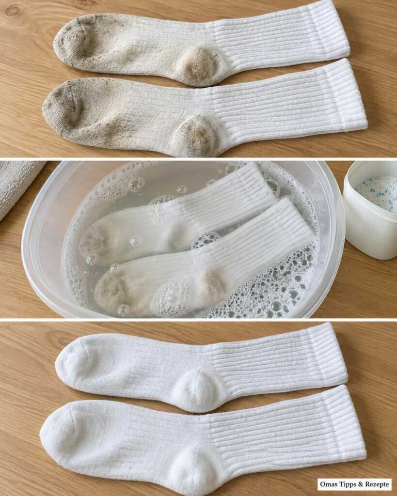 Weiße Socken wieder sauber bekommen: So lösen sich graue Sohlen und dunkle Fersen