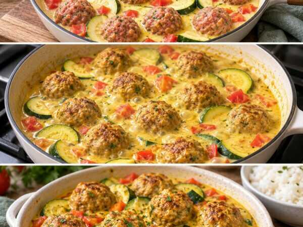 Cremige Curry-Bällchen mit Zucchini: Dieses Pfannengericht schmeckt der ganzen Familie