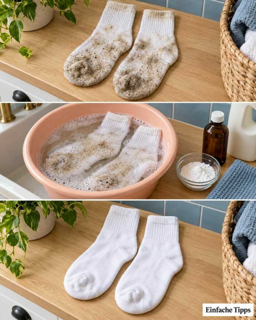 Weiße Socken wieder sauber: So löst du dunkle Sohlenflecken, ohne die Fasern zu ruinieren