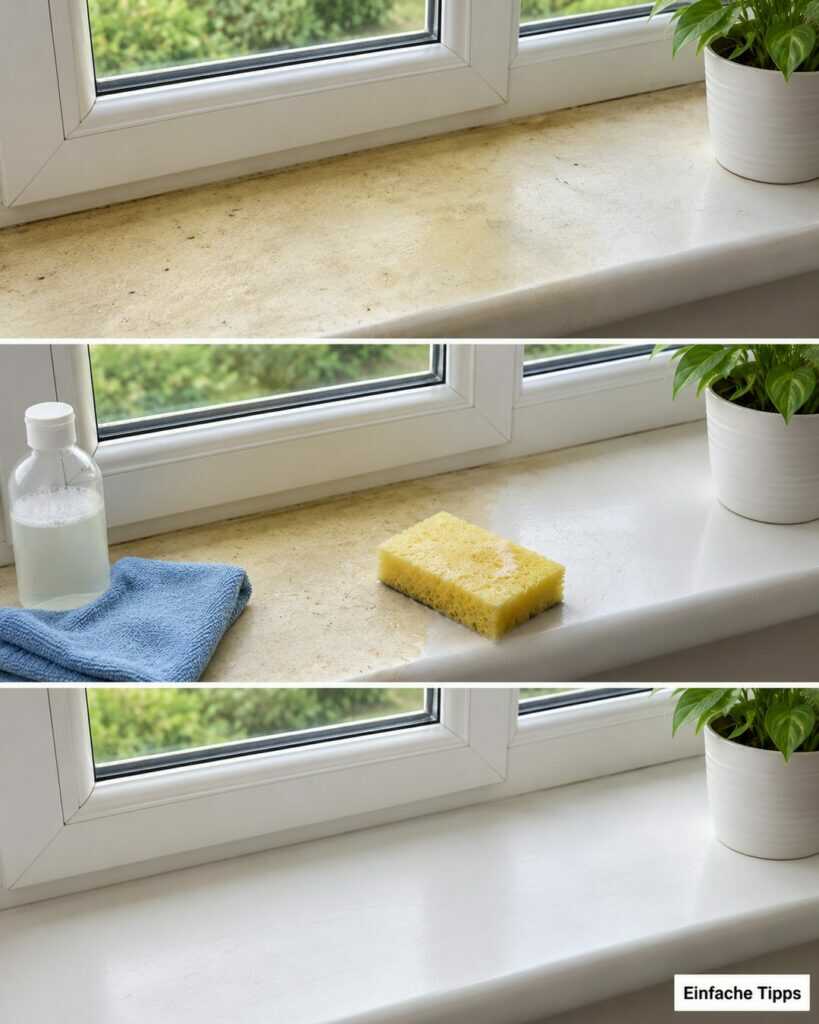 Gelbliche PVC-Fensterbank? So entfernst du Schmutz, ohne die Oberfläche zu beschädigen