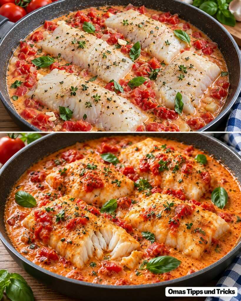 Cremiger Tomatenfisch aus der Pfanne – zarte Fischfilets in unwiderstehlicher Kräutersauce
