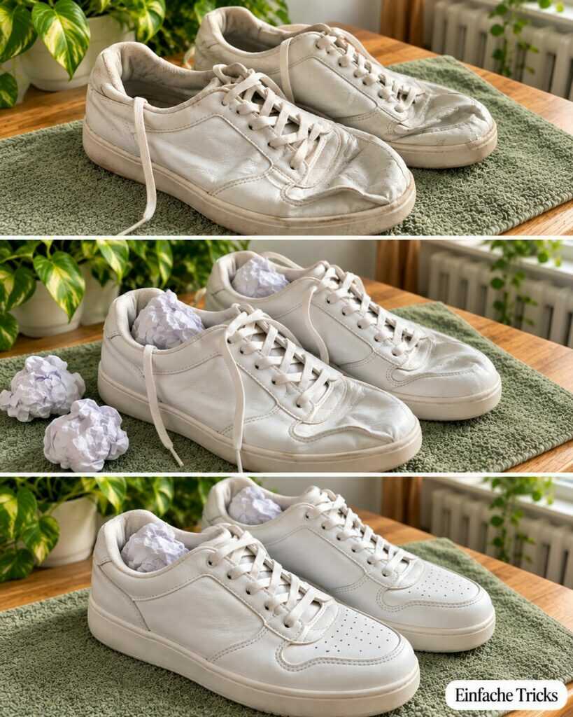 Weiße Sneaker reinigen und in Form halten: So hilft der einfache Papiertrick