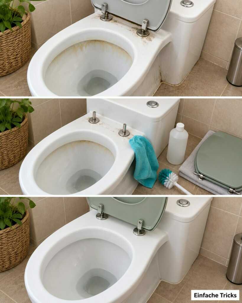 Gelbe Ränder in der Toilette? So werden Keramik, WC-Sitz und Scharniere wieder sauber