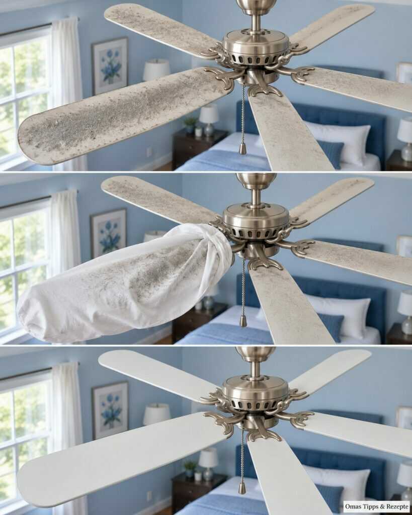 Staub auf dem Deckenventilator? Mit einem alten Kissenbezug gelingt die Reinigung sauberer