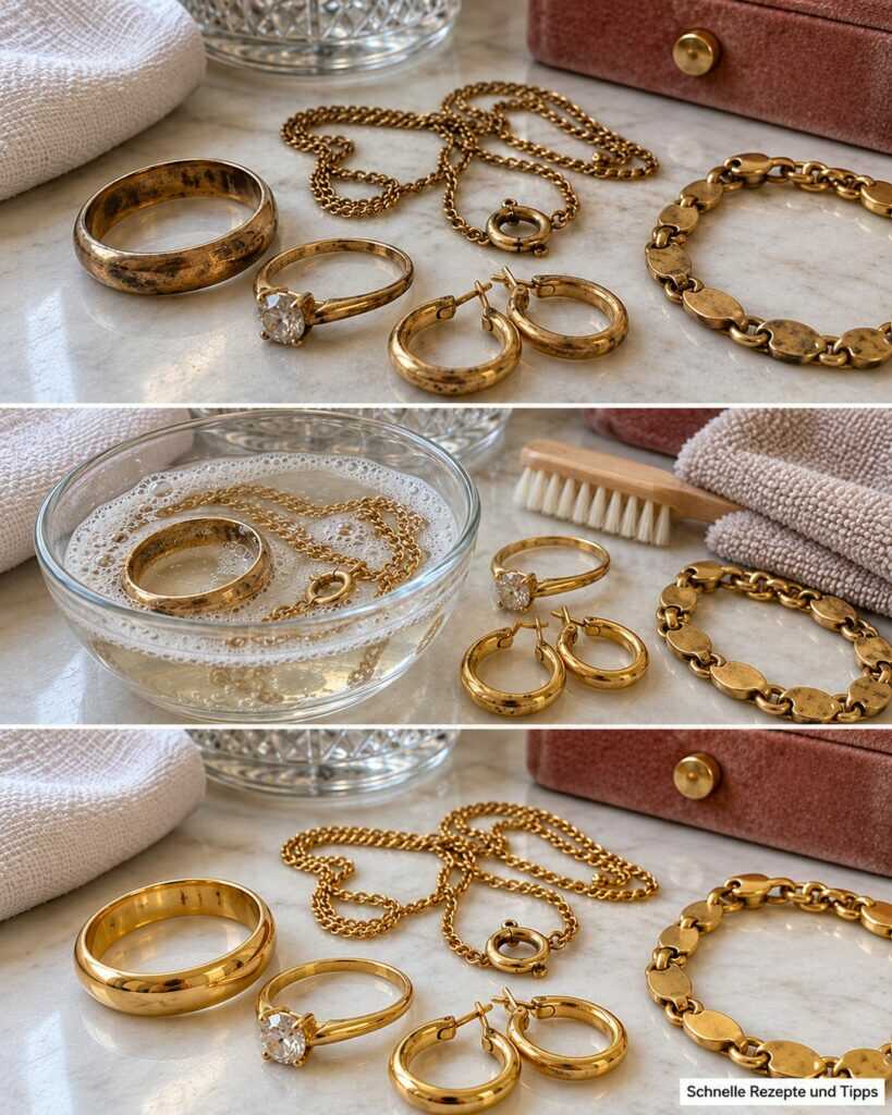 Goldschmuck wirkt dunkel und stumpf? Diese sanfte Reinigung entfernt Alltagsschmutz ohne Scheuern