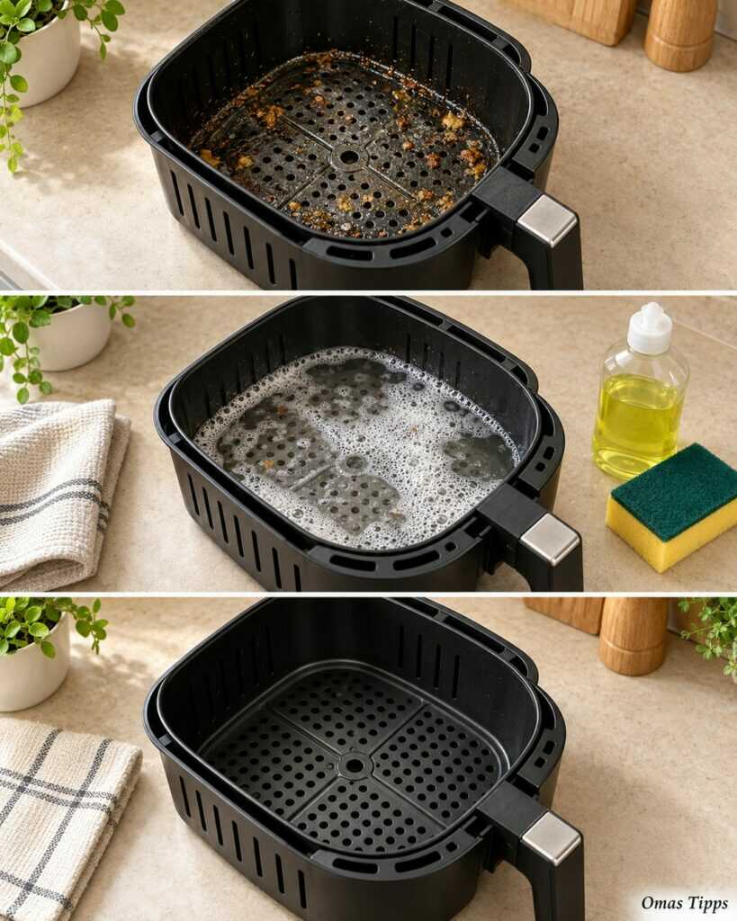 Fett im Airfryer? So wird der Frittierkorb sauber, ohne die Beschichtung zu ruinieren
