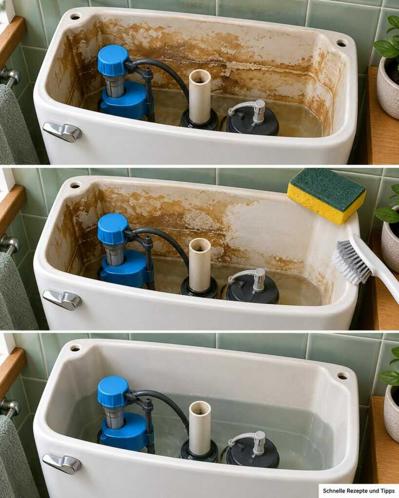 Braune Ablagerungen im Spülkasten? So reinigst du ihn, ohne die Mechanik zu beschädigen
