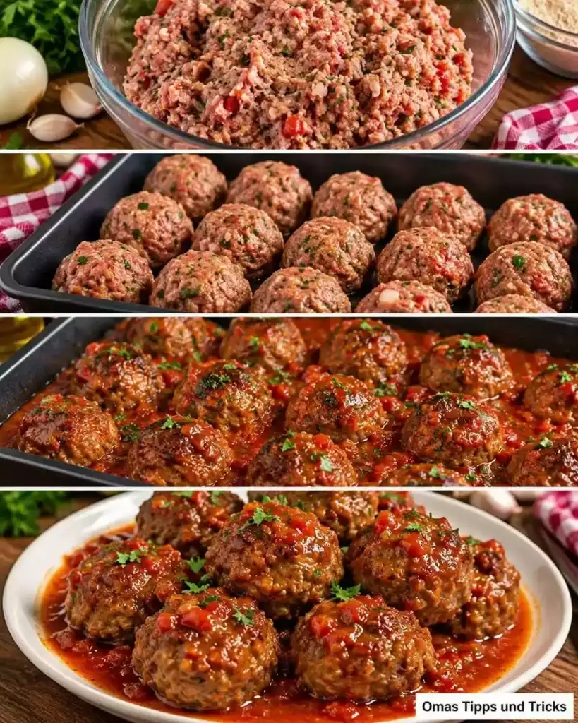 Saftige Hackbällchen in würziger Tomatensauce – einfach aus dem Ofen und herrlich zart