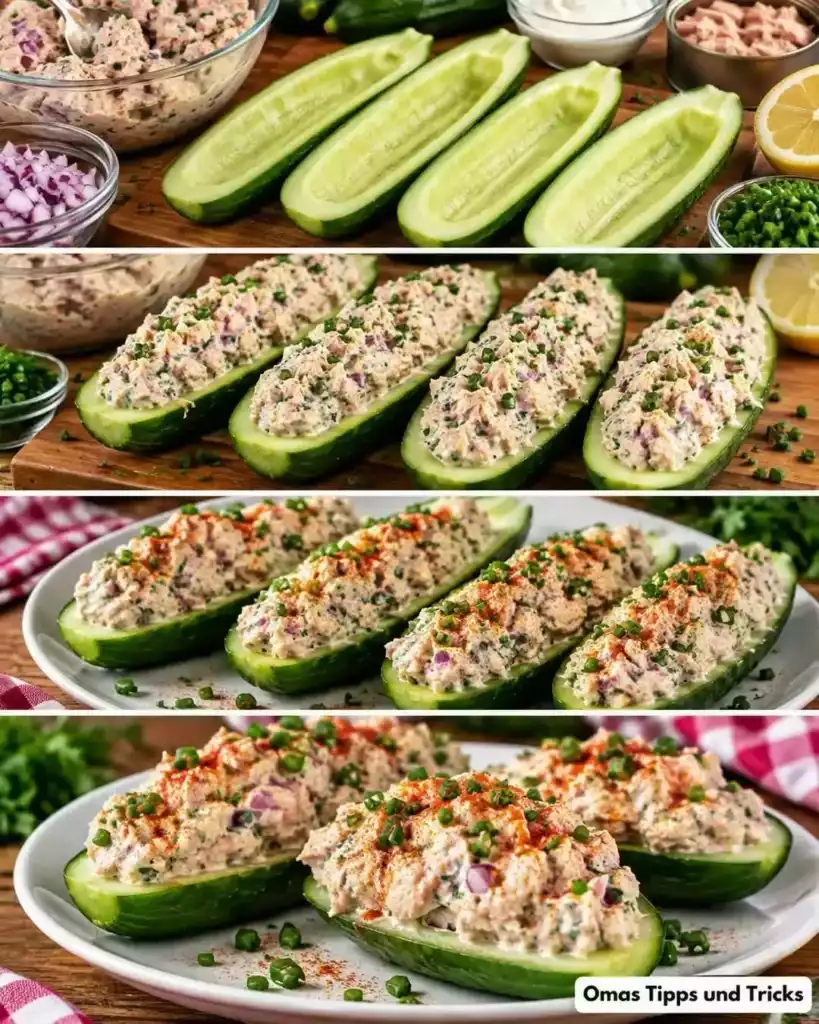 Gefüllte Gurken mit cremiger Thunfischfüllung – frisch, leicht und in 15 Minuten fertig
