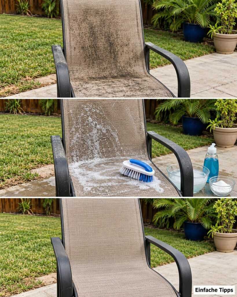 Gartenstühle voller Flecken? So wird die Textilbespannung wieder sauber
