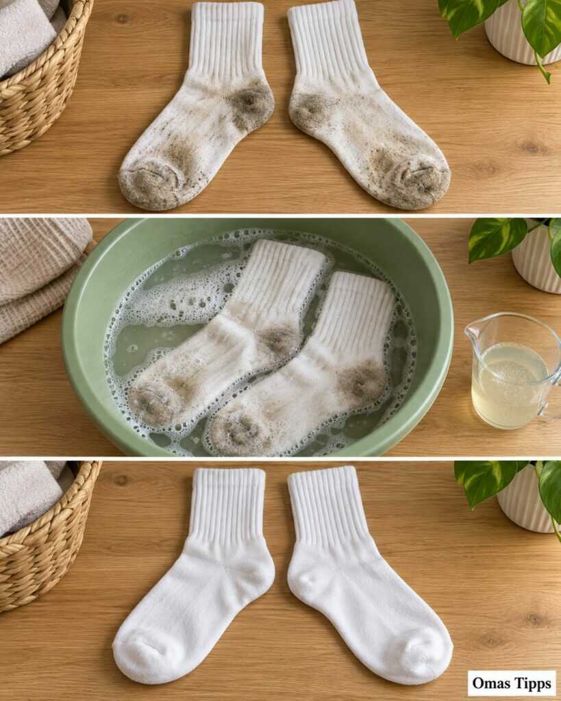 Weiße Socken wieder sauber bekommen: So lösen sich graue Sohlen und hartnäckiger Schmutz