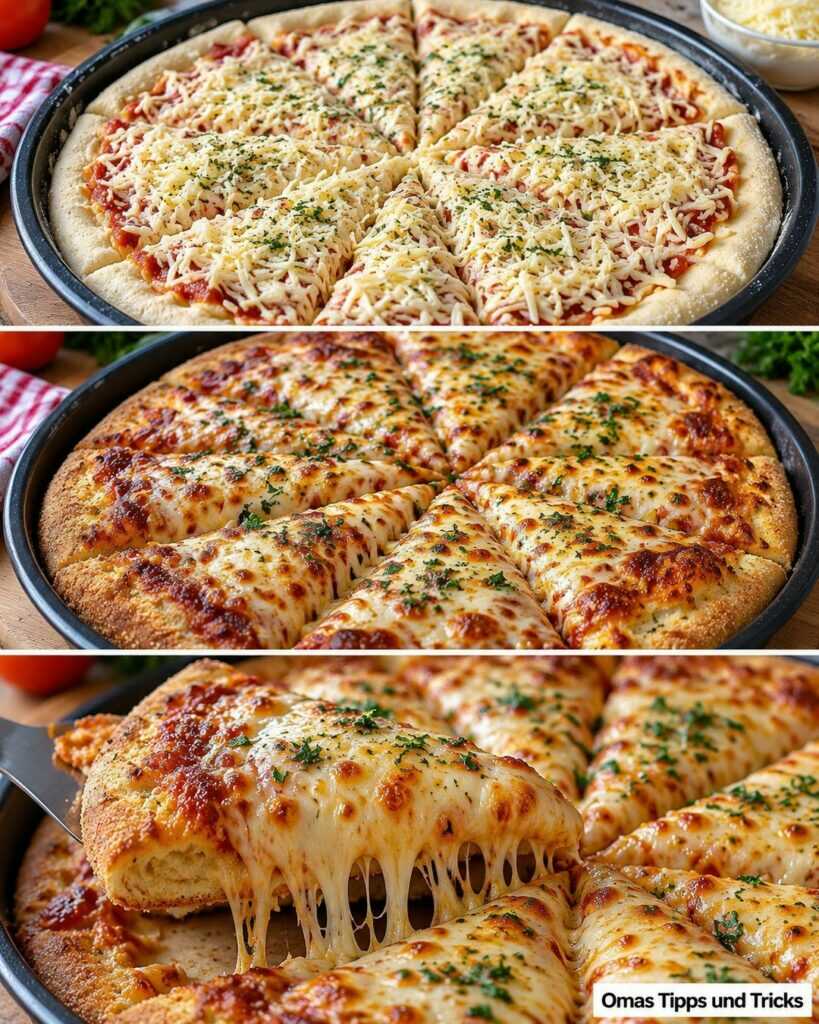 Knusprige Käse-Pizza wie vom Lieblingsitaliener – extra saftig mit goldbraunem Käse