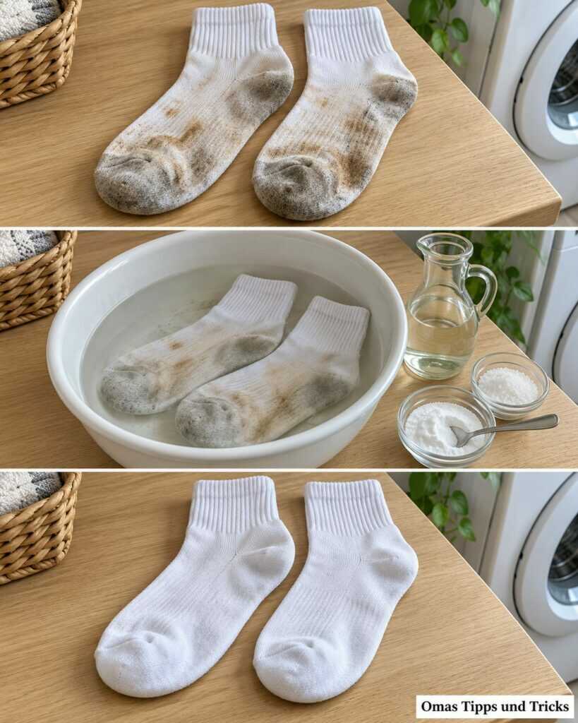 Weiße Socken wieder sauber: So wirst du graue Sohlen und hartnäckige Flecken los